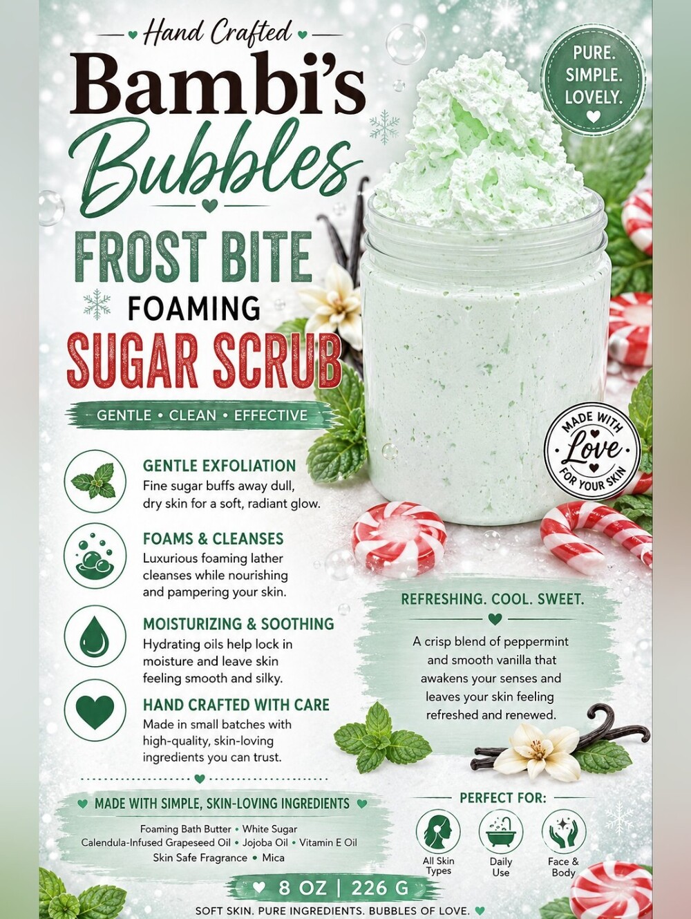 New! Bambi’s Bubbles Whipped Sugar Scrub 8oz - Picture 5 of 12